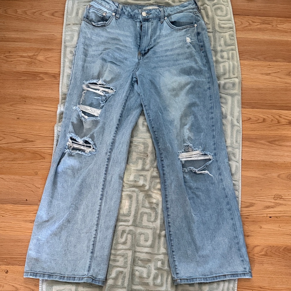 Almost Famous Light Blue Distressed Flare Jeans